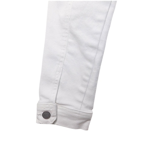 CELLO White Cropped Raw Hem Denim Jacket - Size M - Picture 9 of 12